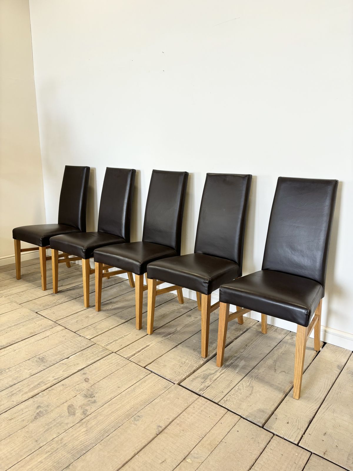 Set Of 5 Contemporary Leather Dining Chairs photo 195.0