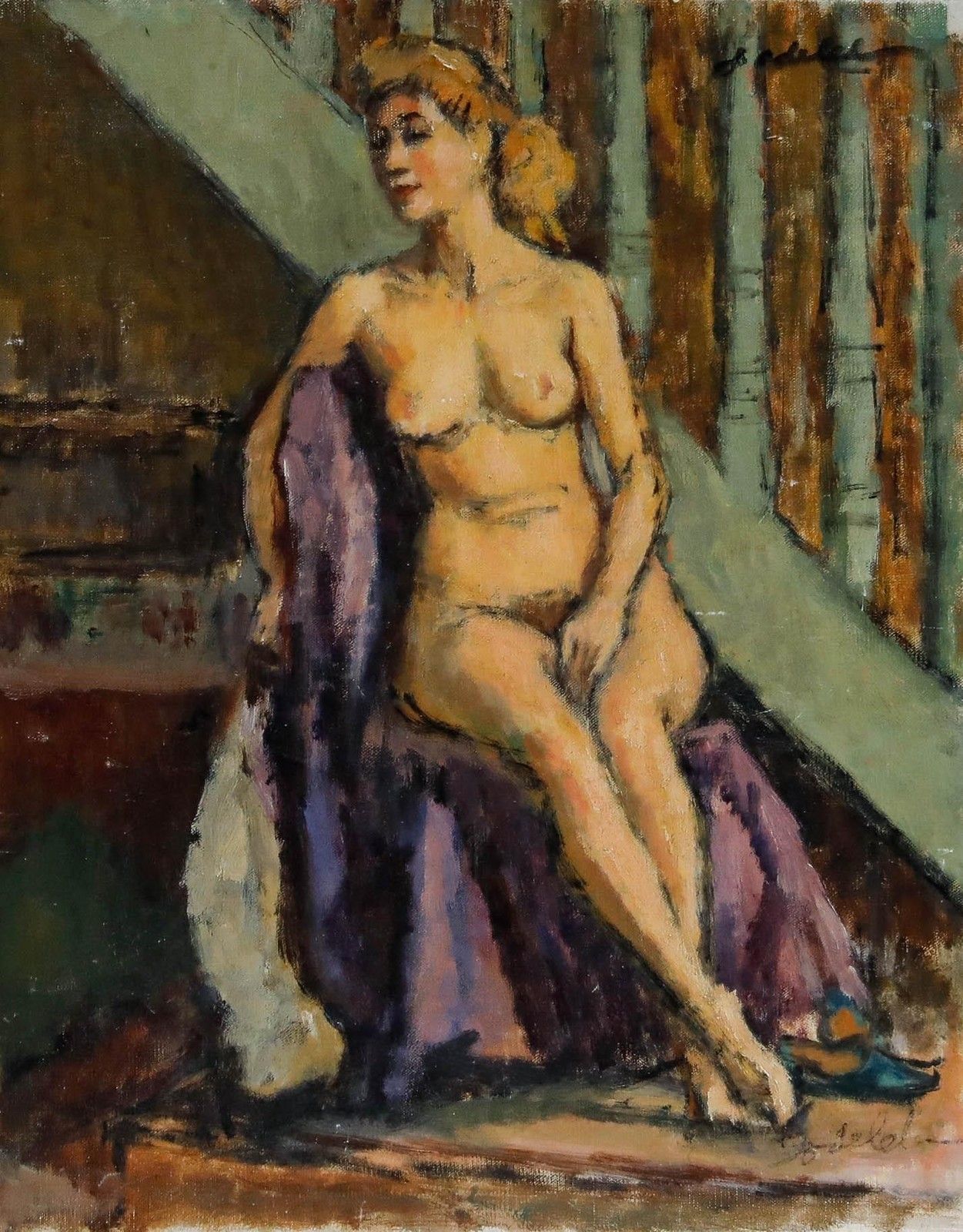 Charles Emmanuel Jodelet (1883 1973) Mid 20th Century Oil, The Model photo furniture
