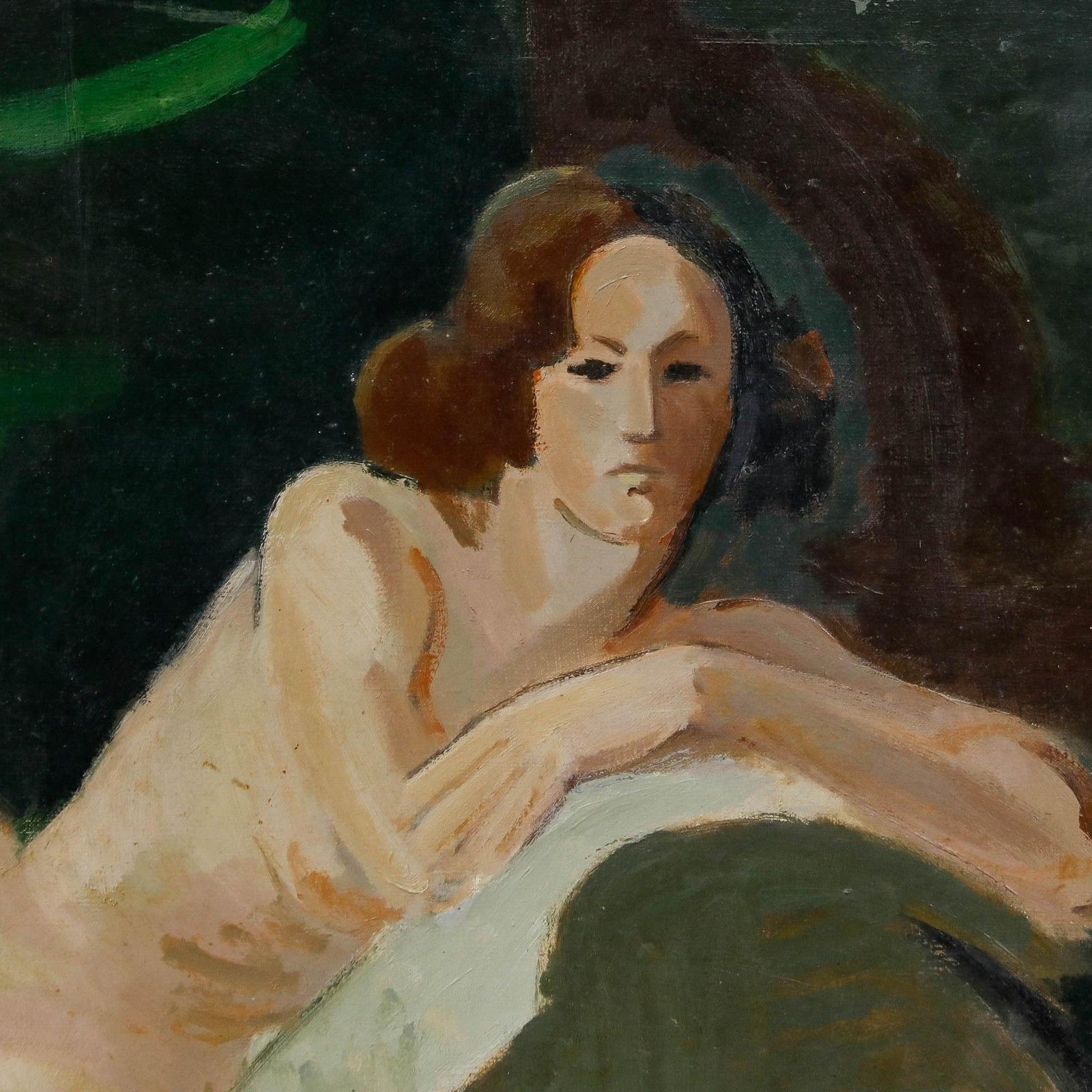 Robert Simon (1888 1961) Mid 20th Century Oil, Nude With Green Drape photo Art