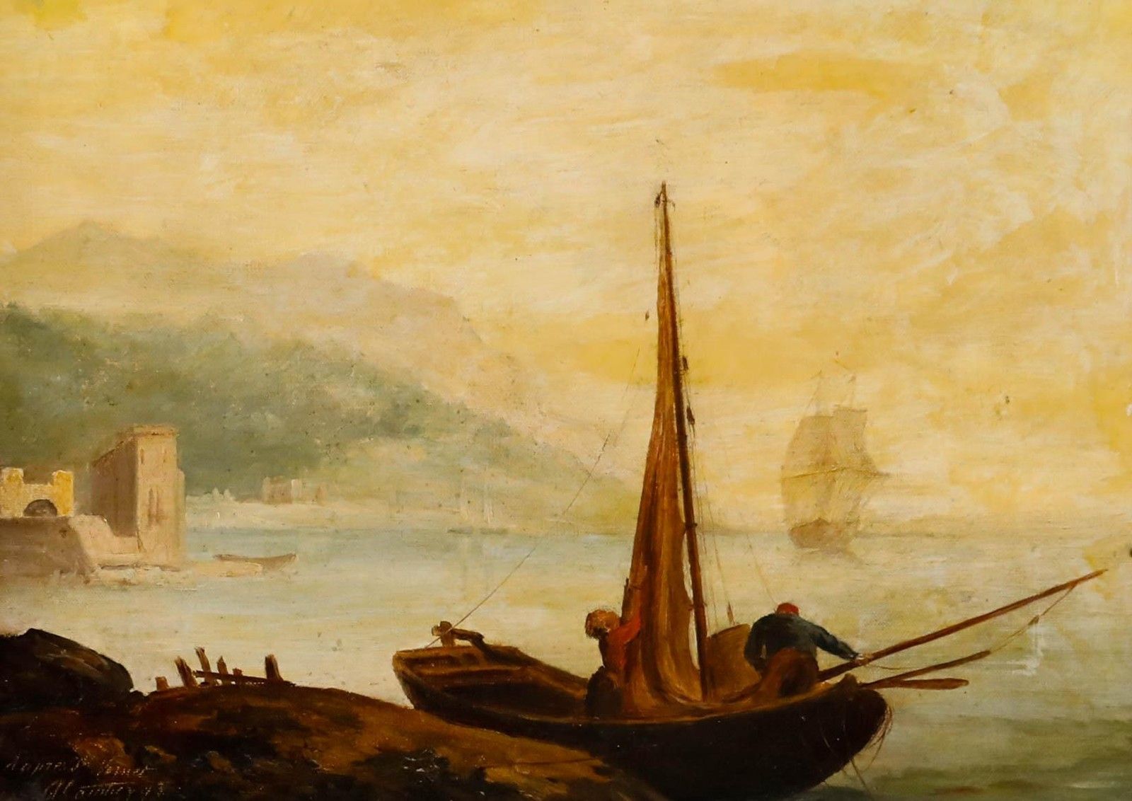 Manner Of Claude Joseph Vernet (1714 1789) 19th Century Oil, Raising The Sails photo furniture