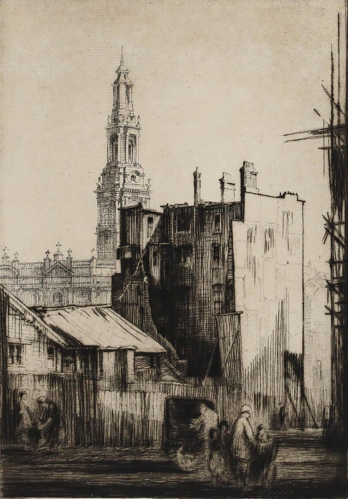Nathaniel Sparks Re (1880 1956) Early 20th Century Etching, St Mary Le Strand photo furniture