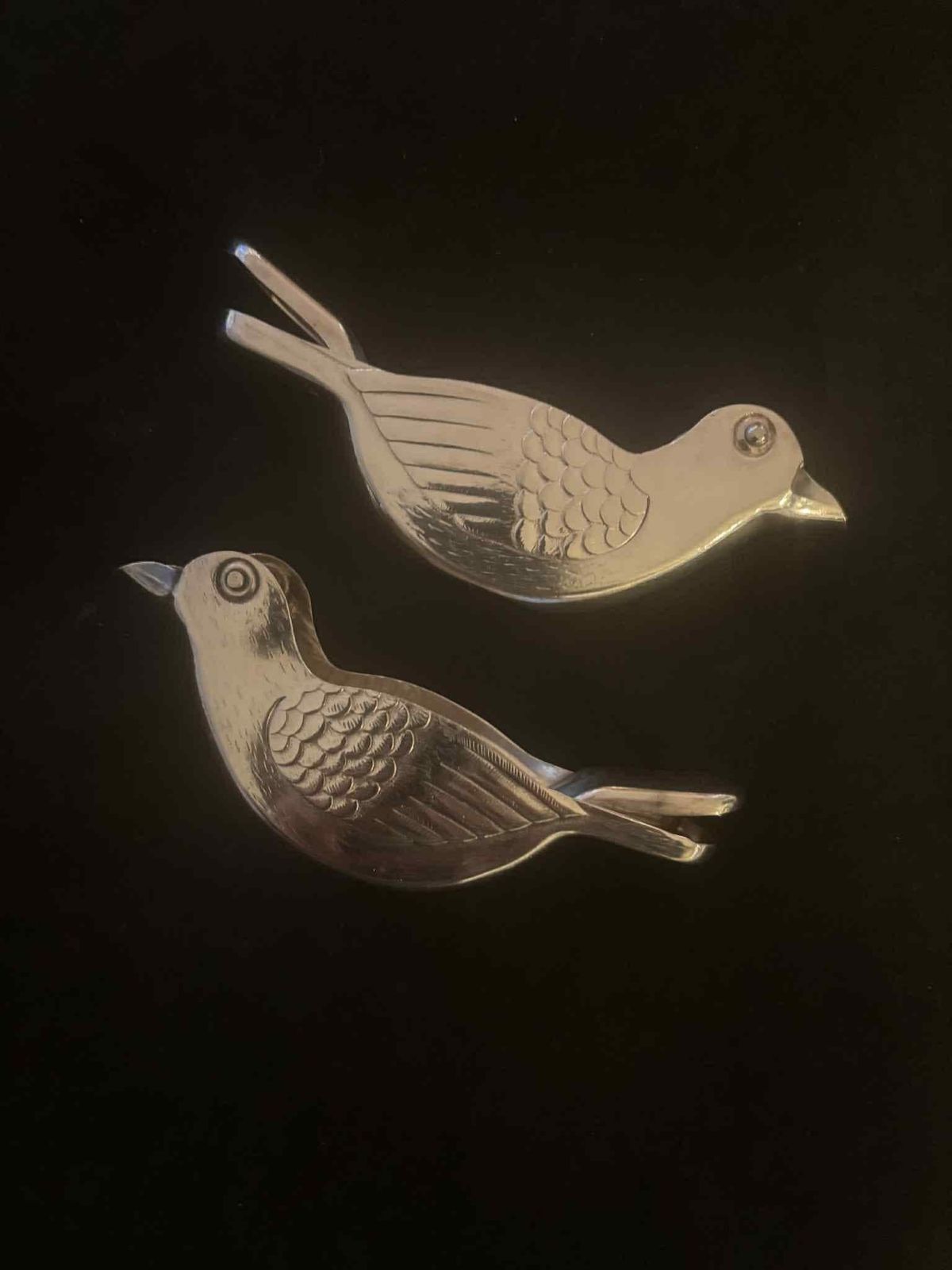 Lemon Squeezers Bird Design Vintage French Art Deco Silver Plated Set 2 photo 230.0