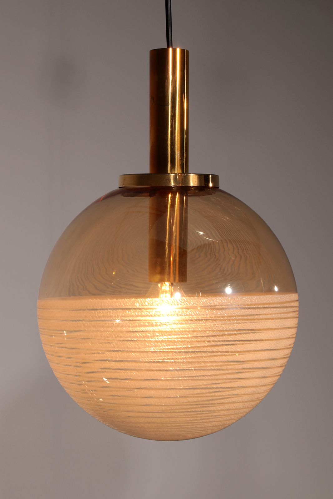 Lighting Glashütte Limburg Hanging Lamp Amber Glass, 1960s photo