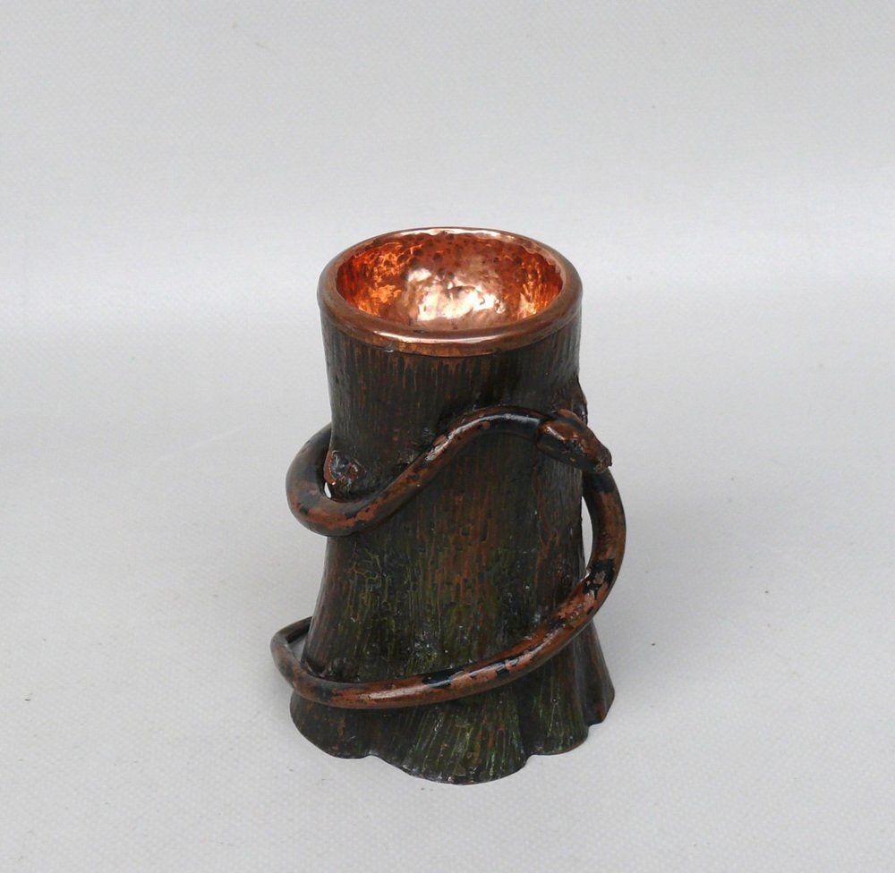 Small Art Nouveau Schlange Auf Baumstumpf In Copper, 1890s photo Art