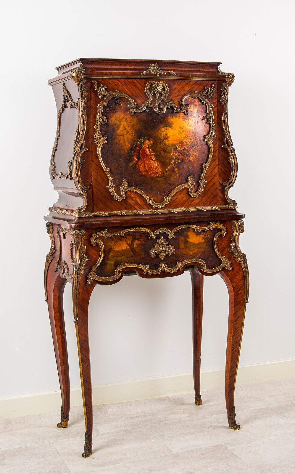 19th Century French Vernis Martin Kingwood Cabinet On Stand With Ormolu Mounts photo vinterior