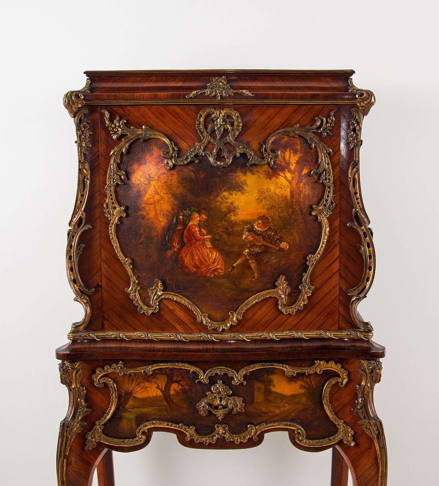 19th Century French Vernis Martin Kingwood Cabinet On Stand With Ormolu Mounts photo vintage