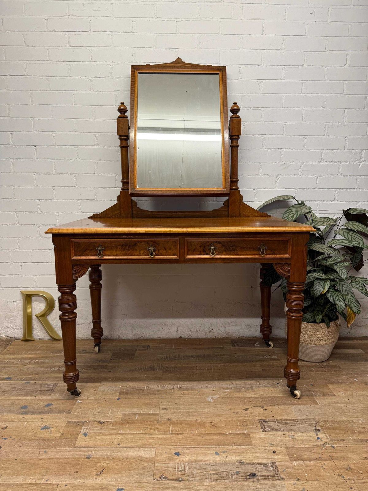 Antique Walnut Dressing Table With Swing Mirror Victorian photo furniture