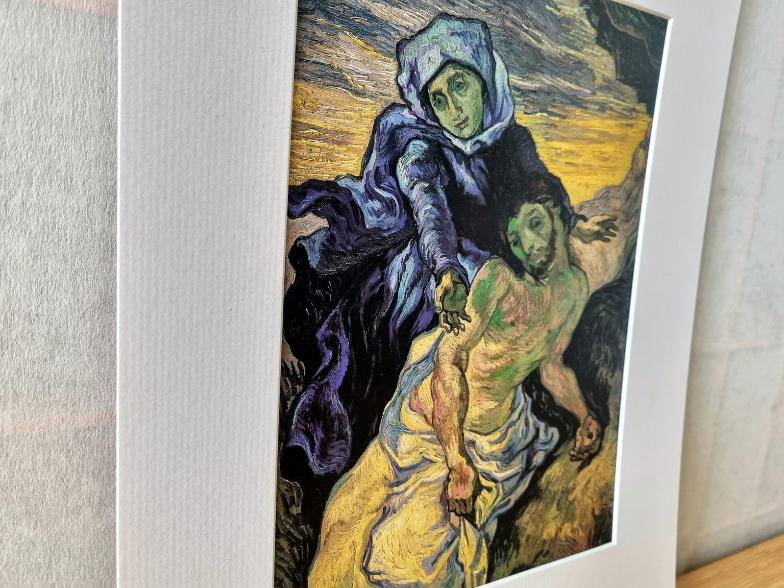 Vintage Religious Art Print, Pieta, Vincent Van Gogh, Post Impressionist Painting, Mounted Artwork, Devotional Christian Figurative Image photo furniture
