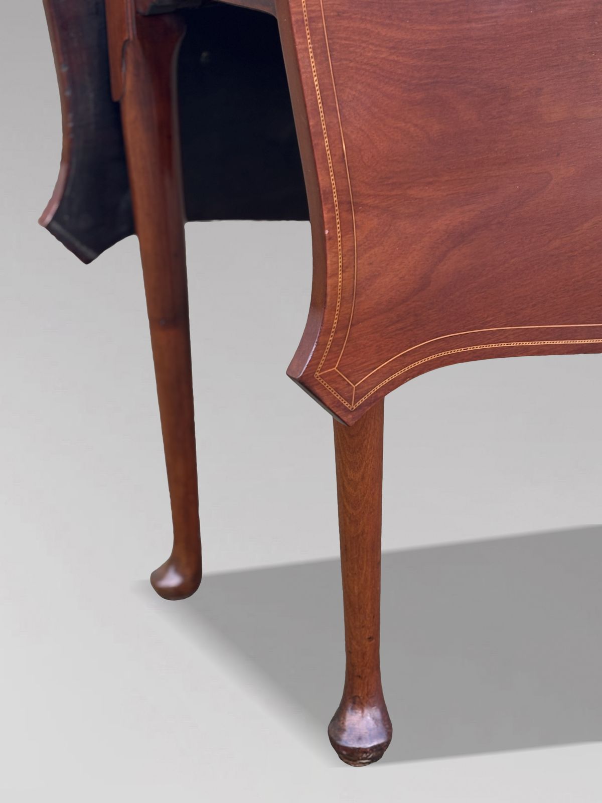 Late 18th Century George III Period Mahogany Marquetry Drop Leaf Dining Table photo for sale