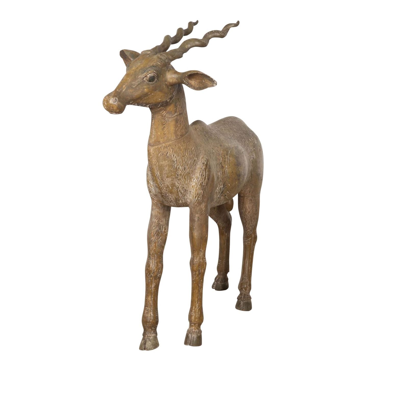 Lifesize 19th Century Quirky Carved Wood Antelope photo vinterior