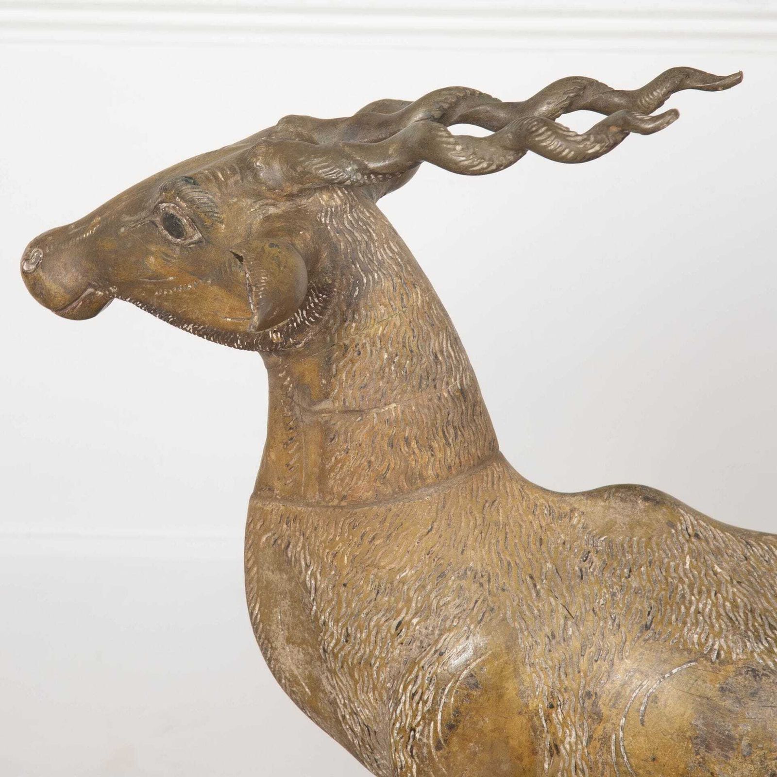 Lifesize 19th Century Quirky Carved Wood Antelope photo vintage