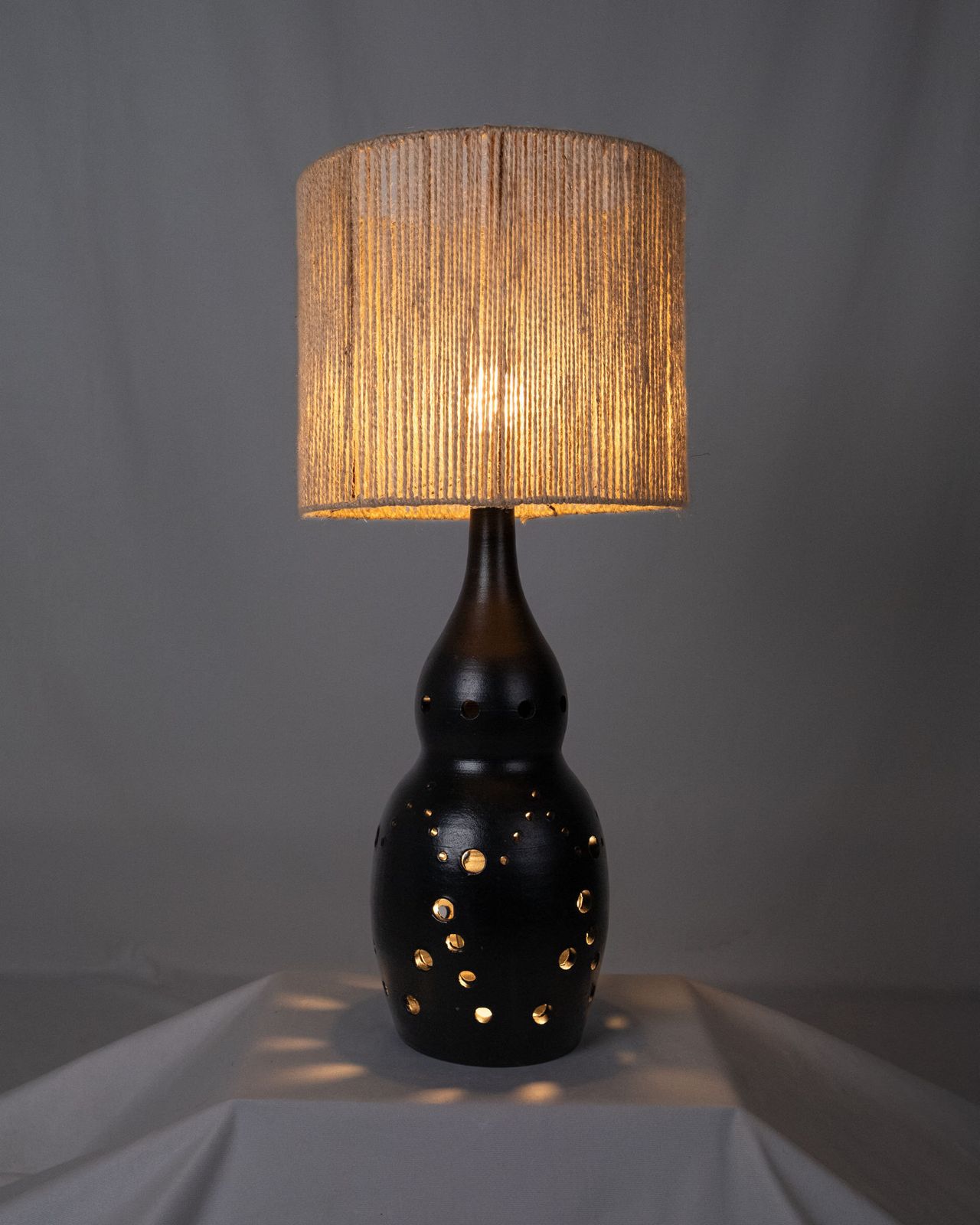 Black Ceramic Lamp In The Style Of Georges Pelletier, France, 1970s photo vintage