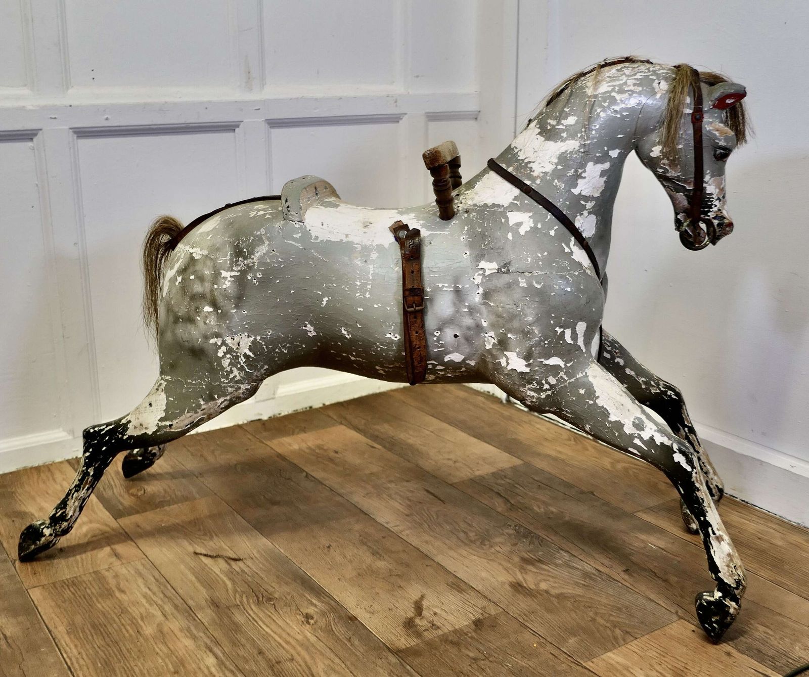 Early 19th Century Wooden Horse A Handsome Dapple Grey photo furniture
