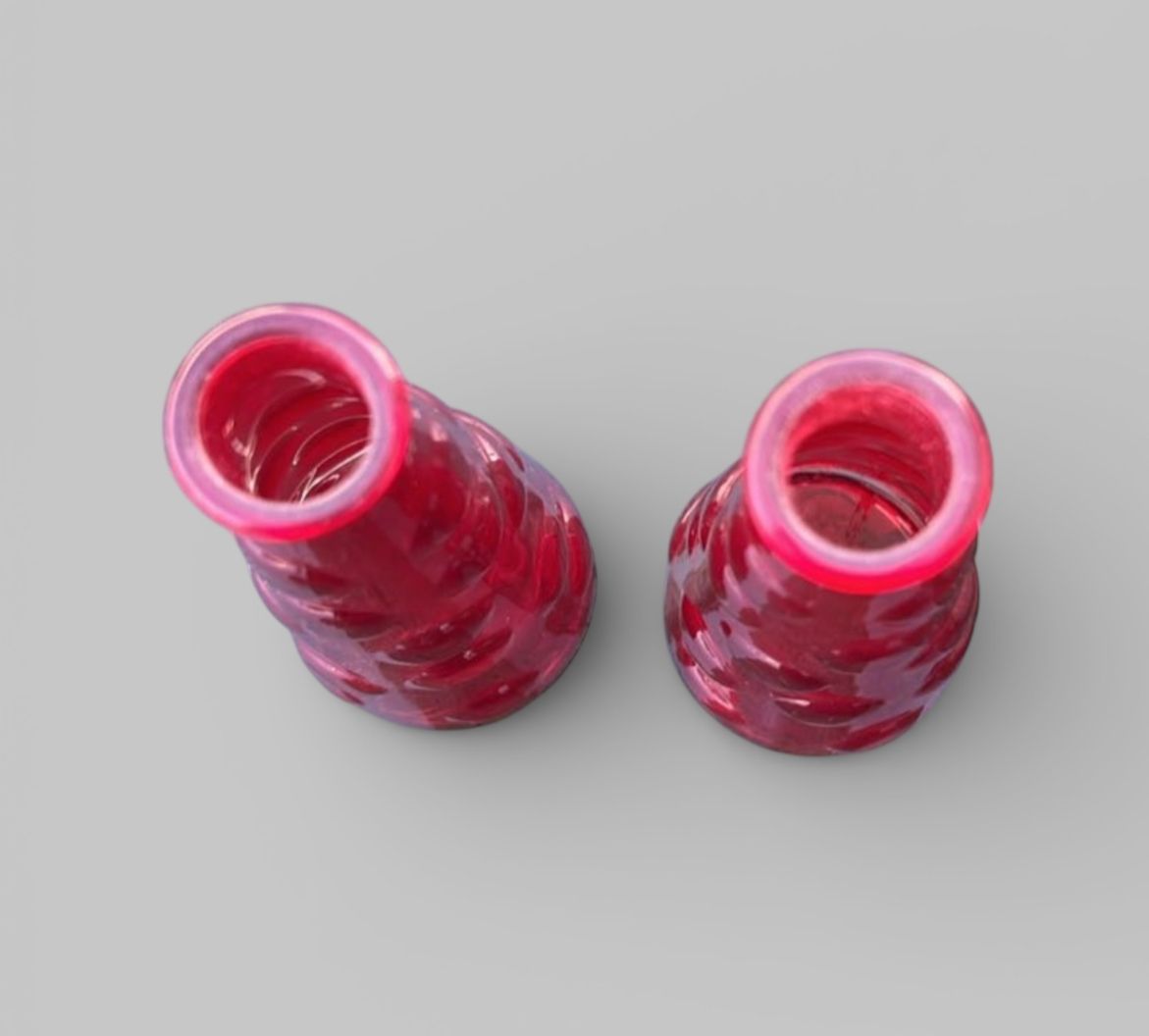 A Pair Of Cranberry Glass Bud Vases photo furniture