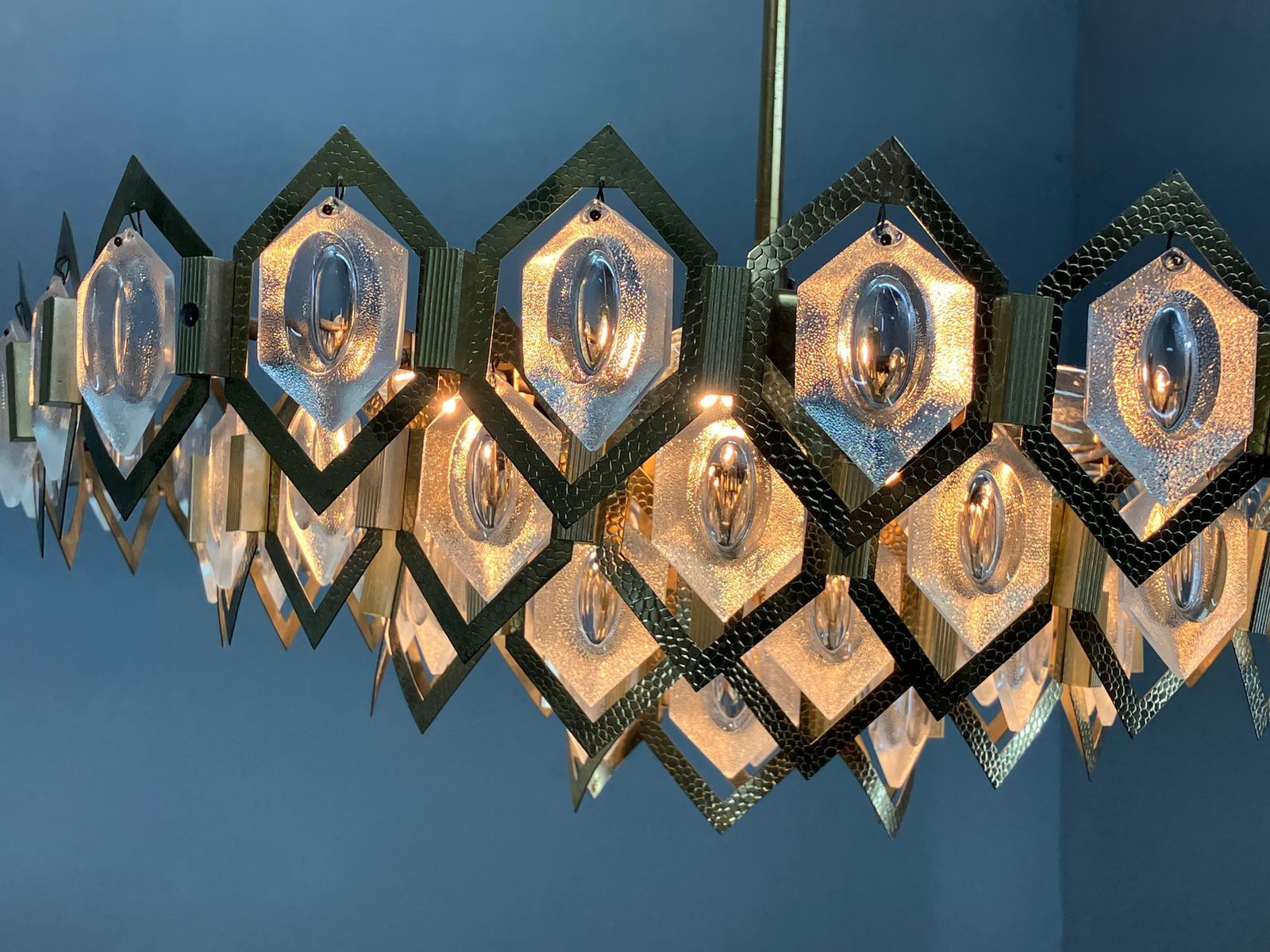 photo vinterior 1960s Faceted Glass Chandelier By Jaroslav Bejvl For Kamenicky Senov