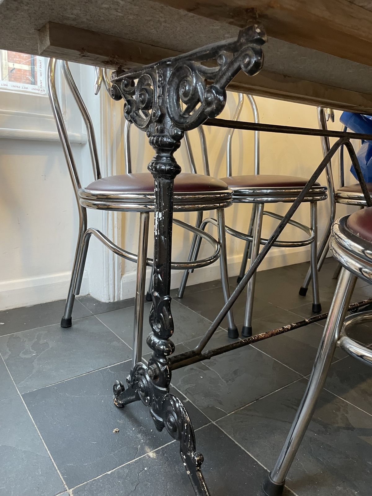 Antique French Marble Top Cast Iron Dining Table And 8 Chairs photo 499.0