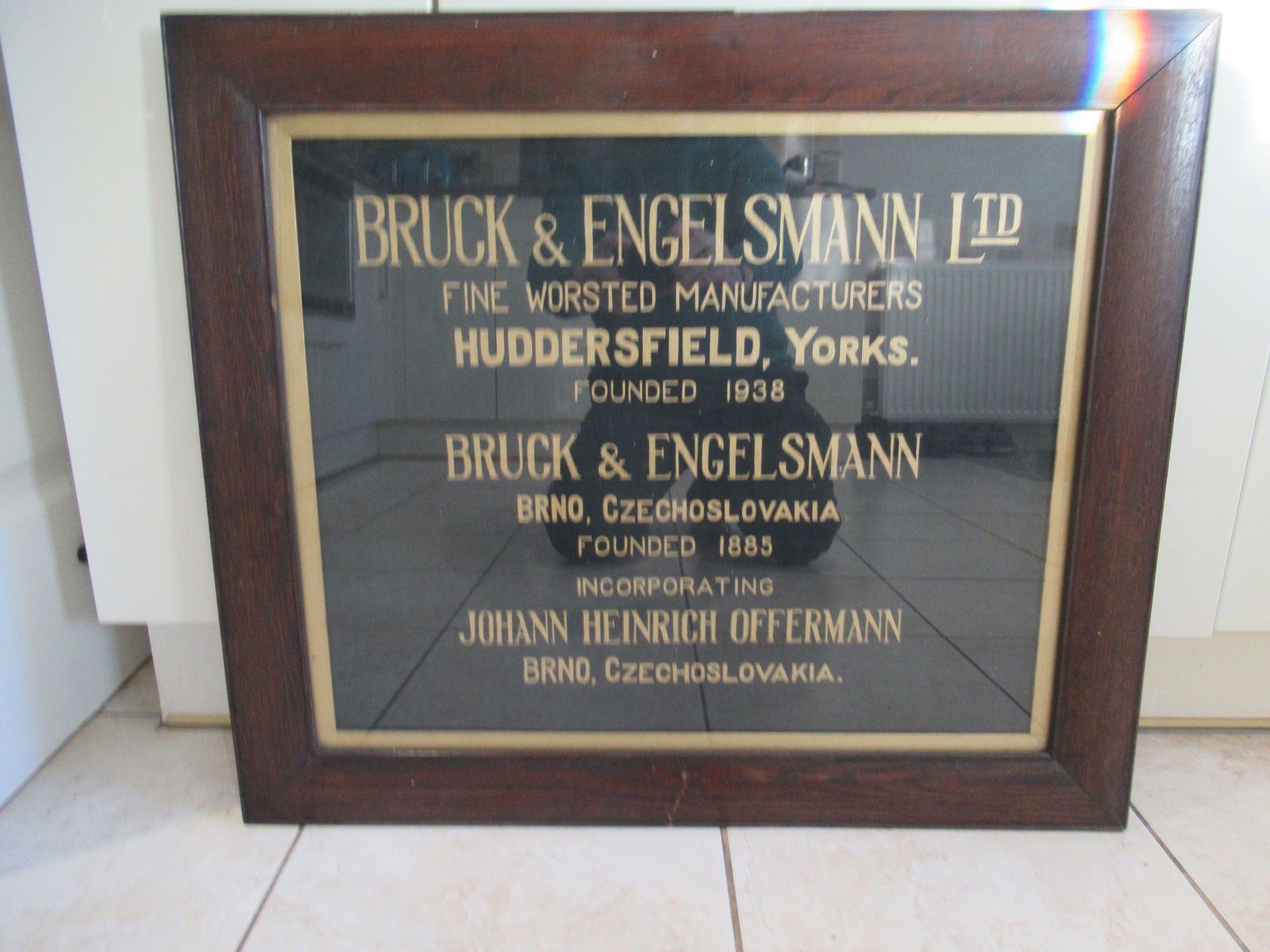 1920s   Oak Framed   Advertising     Print For Bruck   &  Engelsmann     Worsted   Manufactures