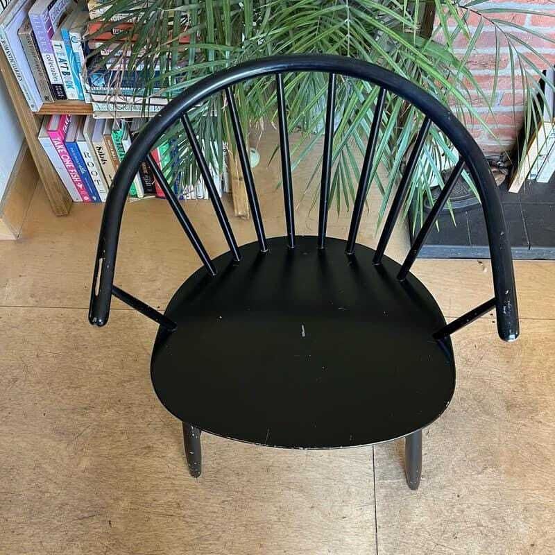 Vintage Danish Mid Century J64 Spindle Back Chair Ejvind Johansson Black Ash photo vinterior