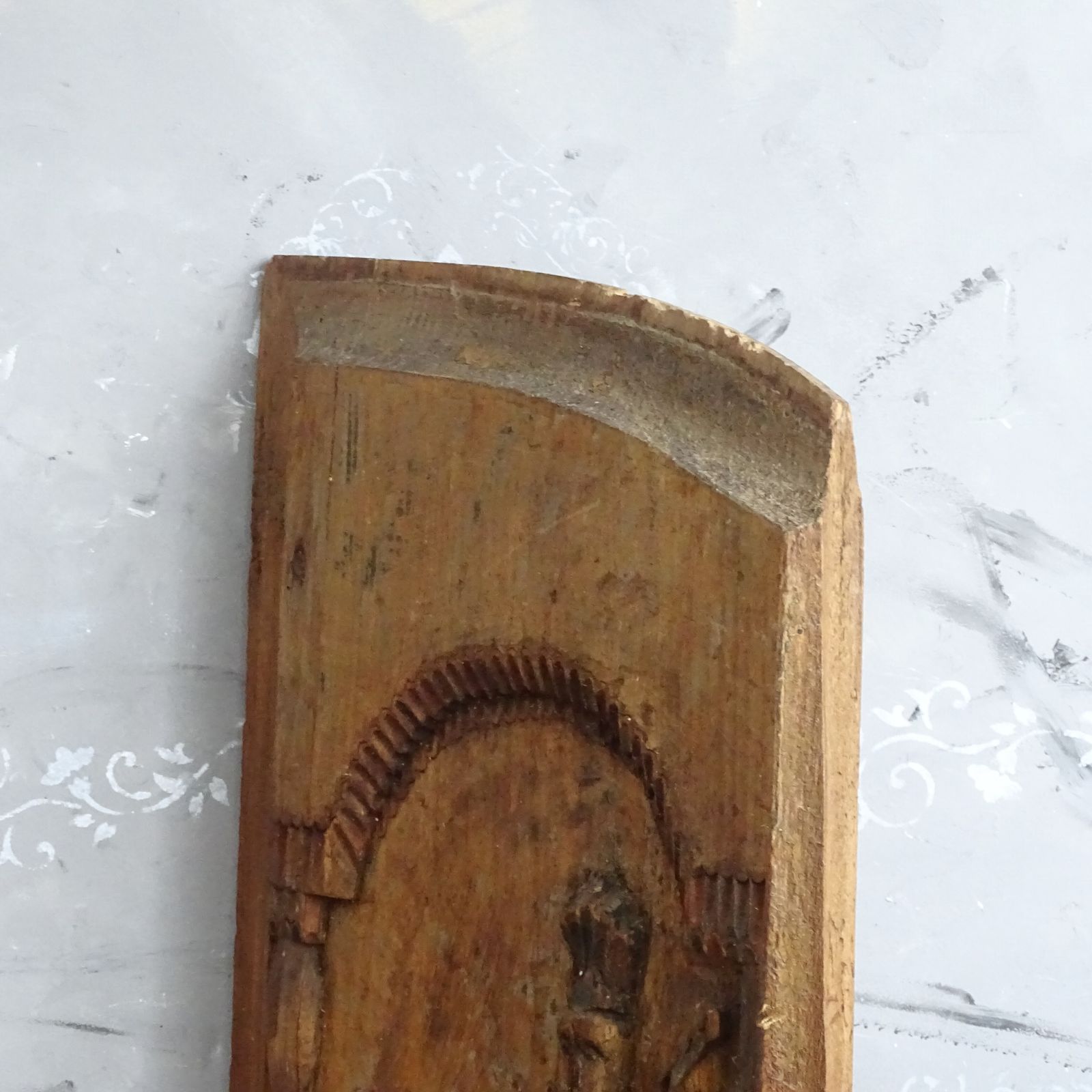 photo furniture Saint Florian Hand Carved Wooden Panel, Rustic Primitive Carving Folk Art Plaque