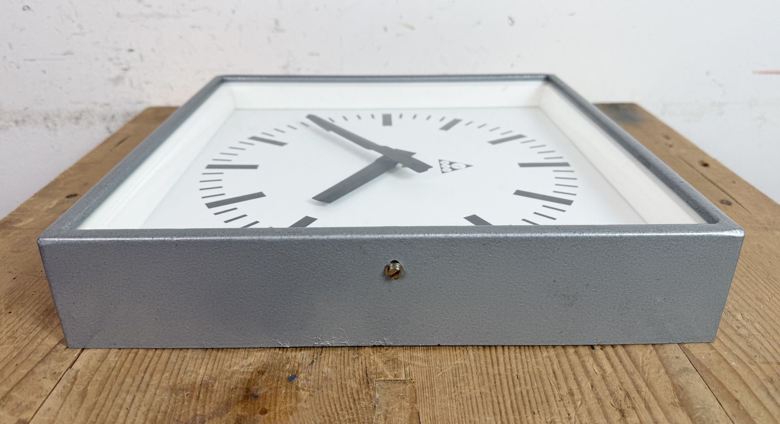 249.0 Grey Industrial Square Wall Clock From Pragotron, 1970s photo