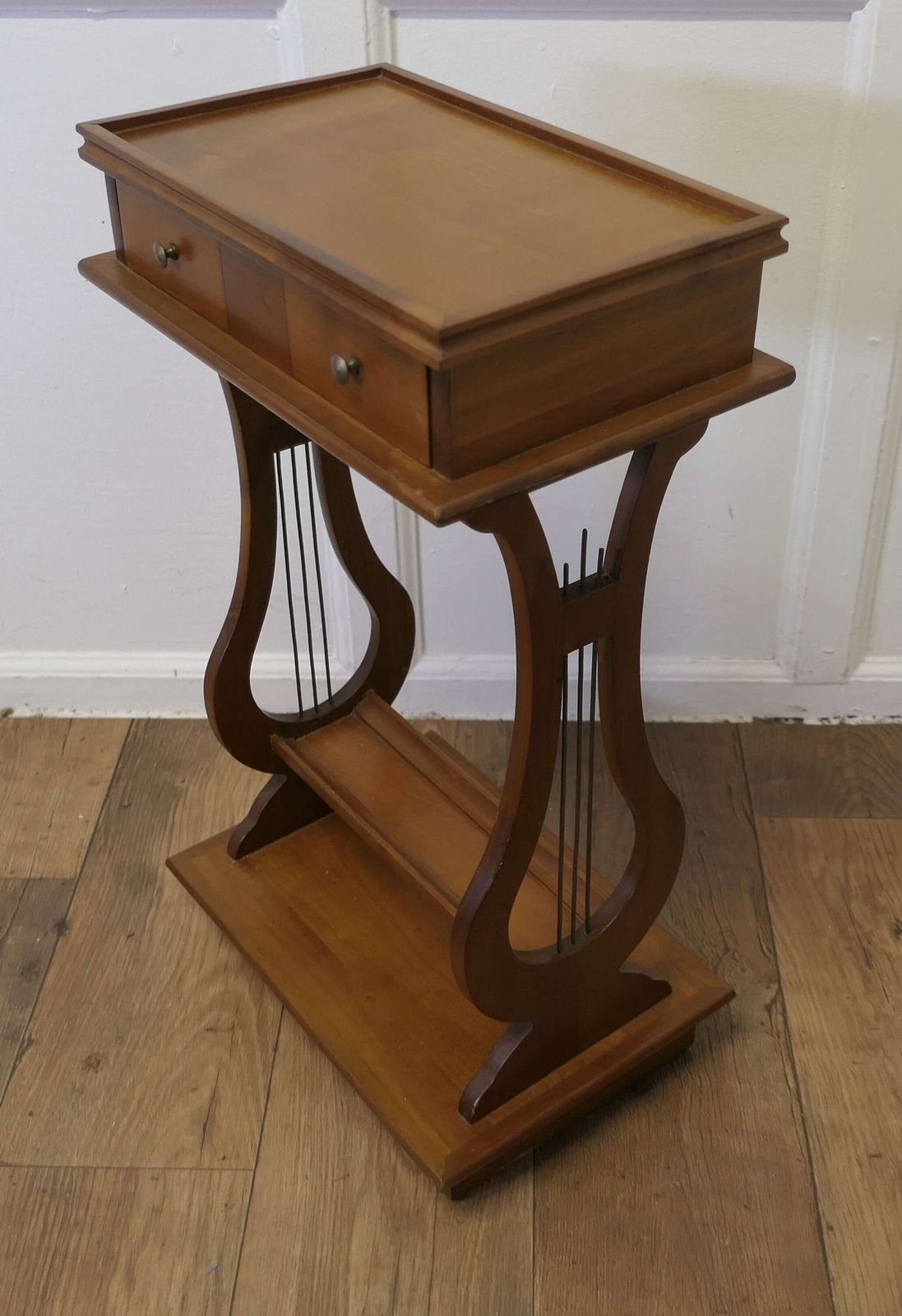 A Beautiful Pair Of French Lyre Ended Cherrywood Lamp Or Side Tables photo furniture