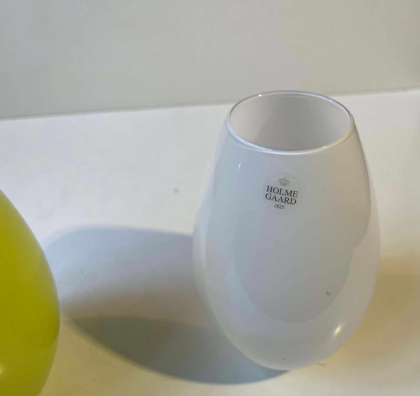 Cocoon   Green & White Opaline Glass Vases By Peter Svarrer For Holmegaard photo buy
