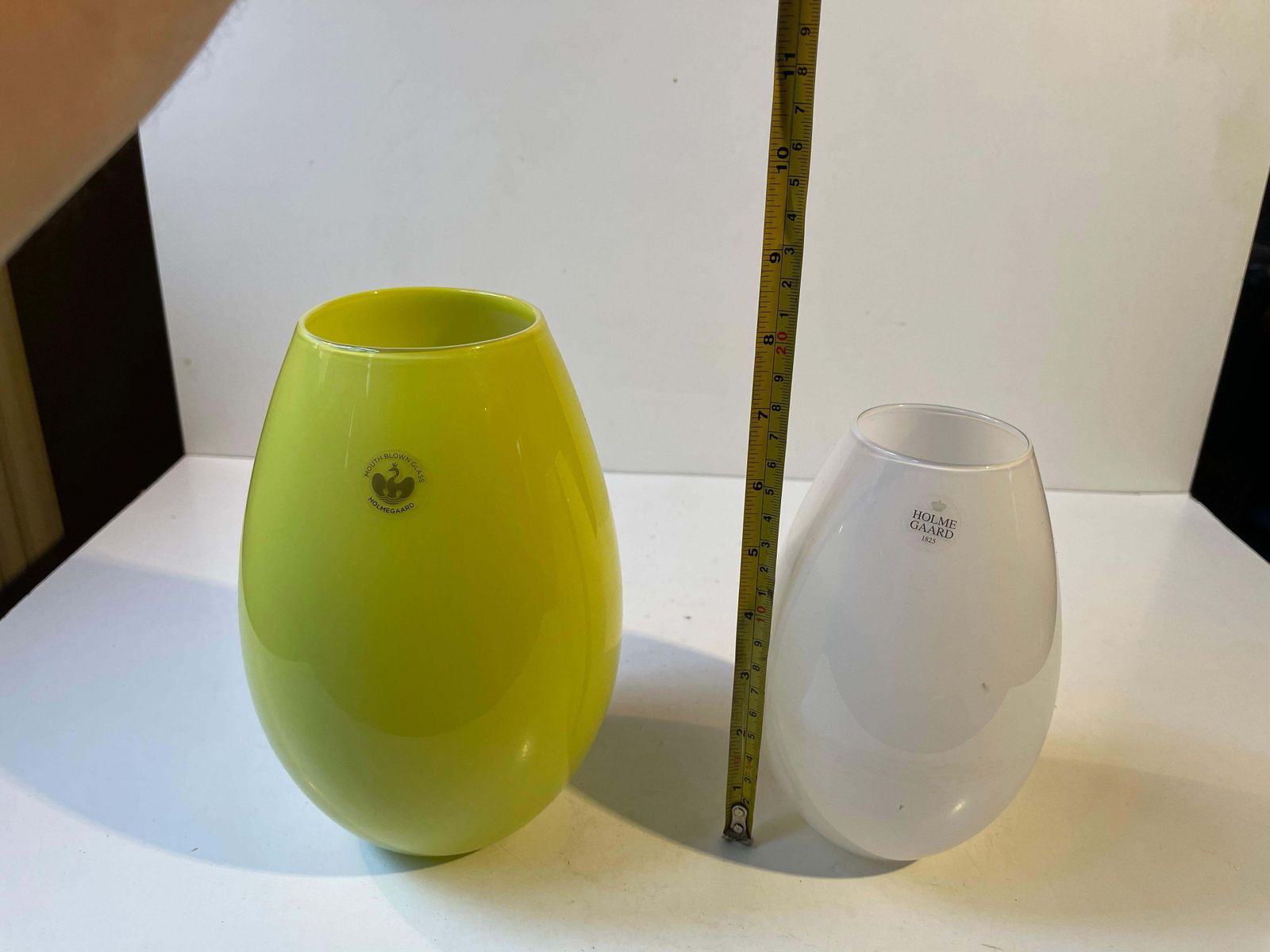photo furniture Cocoon   Green & White Opaline Glass Vases By Peter Svarrer For Holmegaard