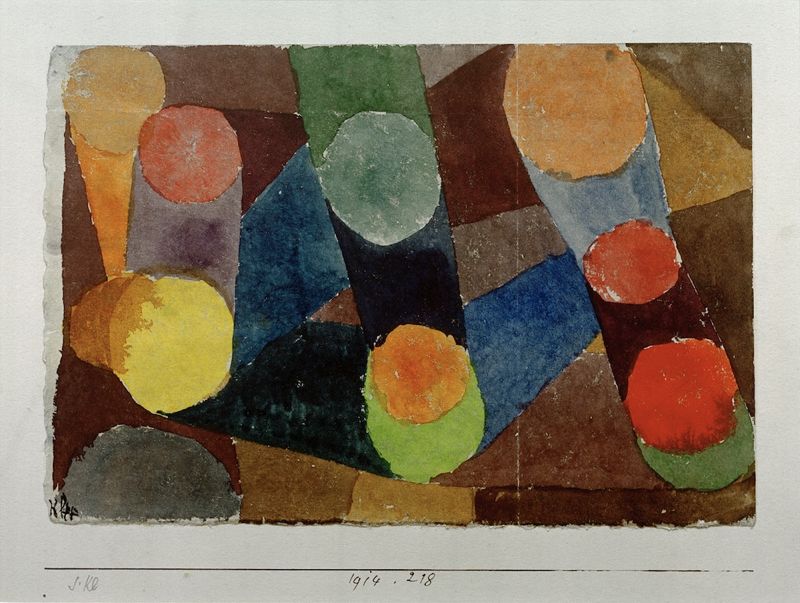 Paul Klee 'Colour Circles Connected By Colour Bands' Archival Pigment Print Framed In White photo furniture