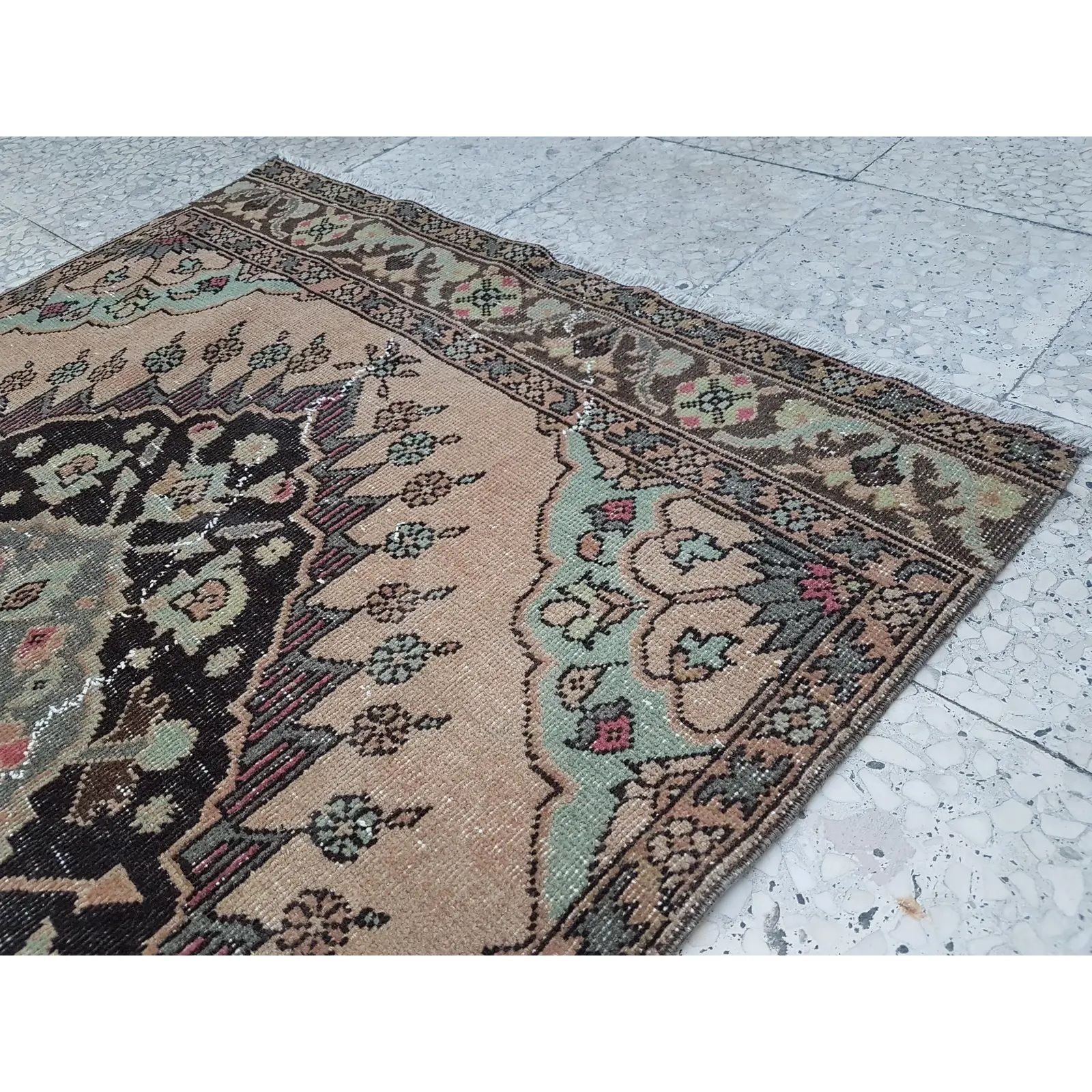 1960s Handknotted Turkish Oushak Rug 3'6" X 12'7" photo buy