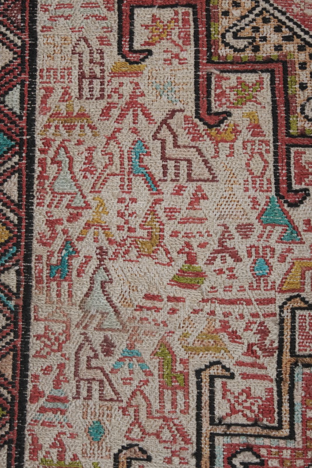 1960s Distressed Turkish Animal Soumac Rug 3'10'' X 6'7'' photo vintage