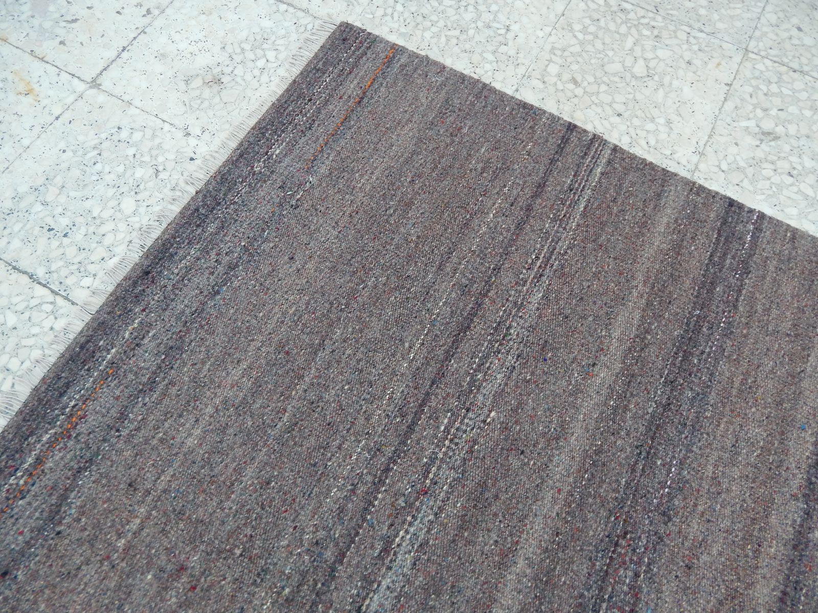 Turkish Gray Kilim Rug 4'11" X 5'1" photo 500.0