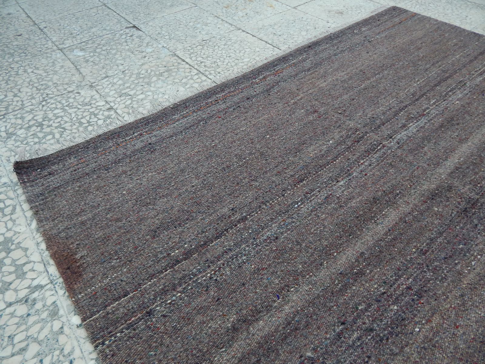 Turkish Gray Kilim Rug 4'11" X 5'1" photo buy