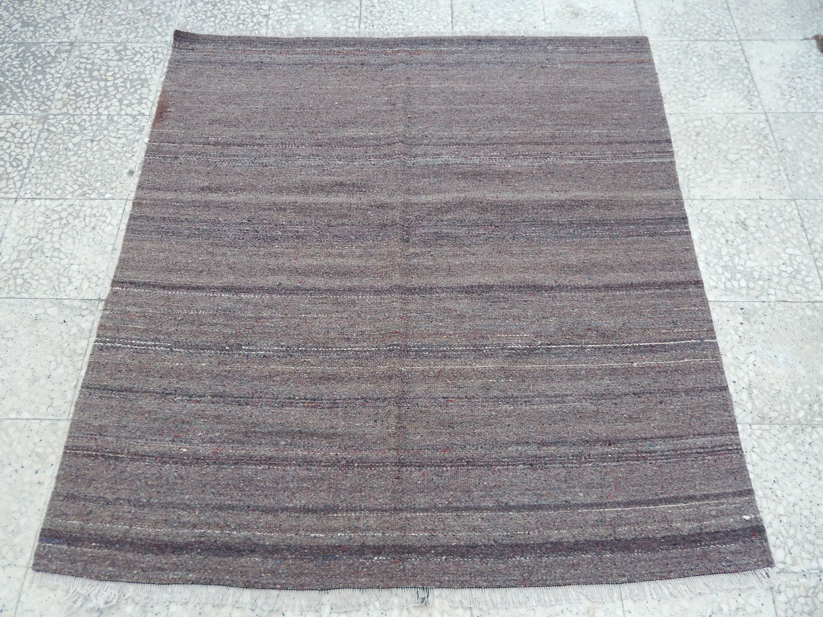 photo furniture Turkish Gray Kilim Rug 4'11" X 5'1"