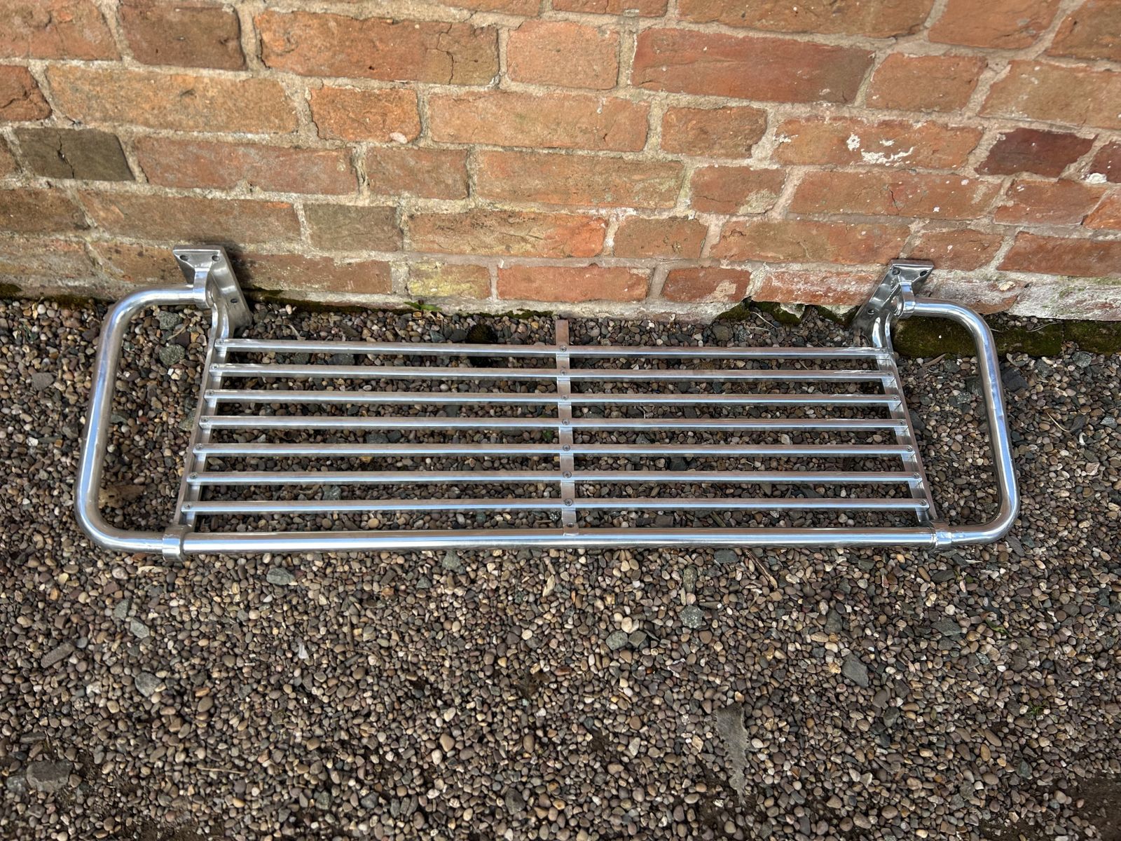 2 X Vintage Metal Rail Train Luggage Racks photo furniture