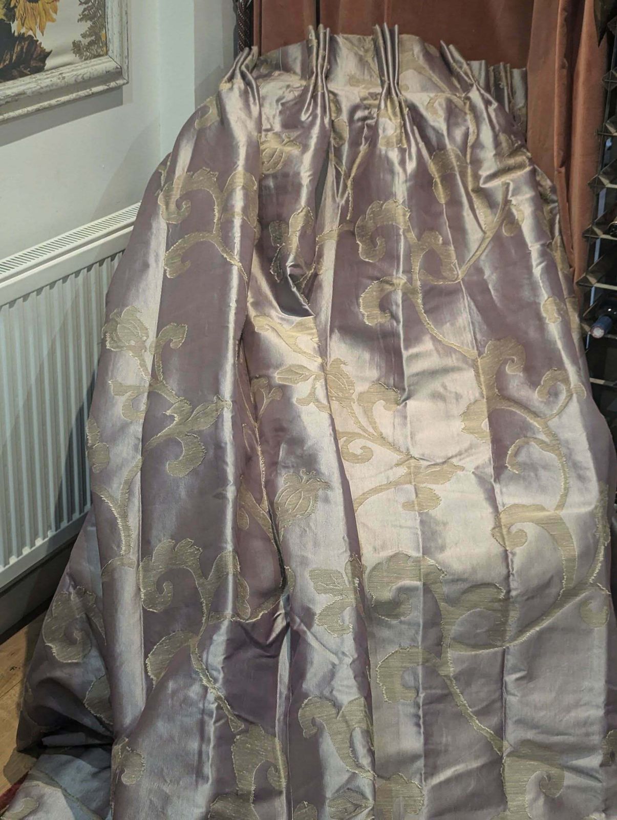 Fabulous Violet Silk Mix Pinch Pleat Second Hand Curtains   W220 D310 photo furniture