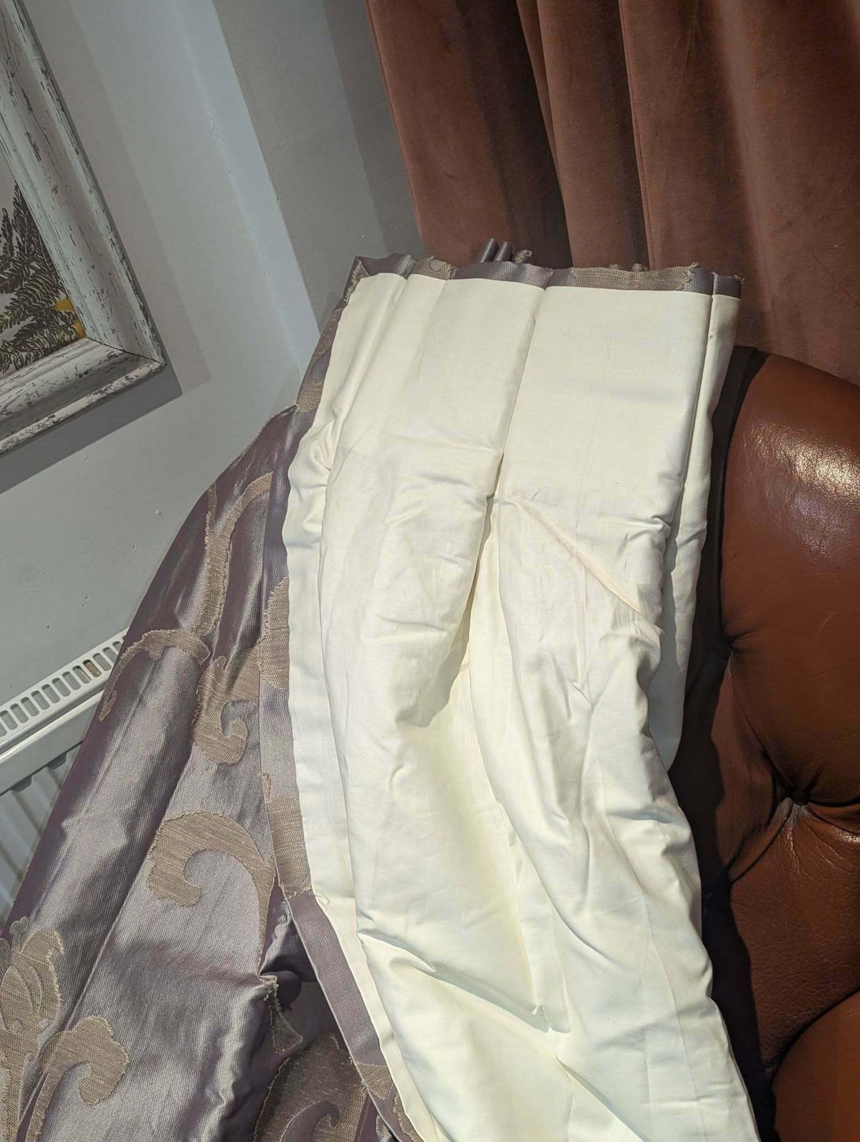 Fabulous Violet Silk Mix Pinch Pleat Second Hand Curtains   W220 D310 photo Textiles