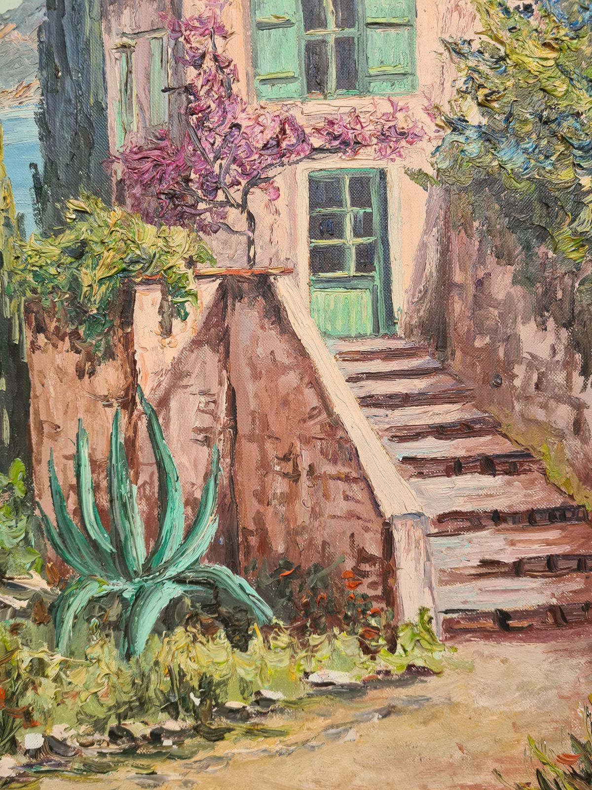 The Cottage At The Mediterranean: Late 20th Century French Oil Painting By Vincent Rallo photo vinterior