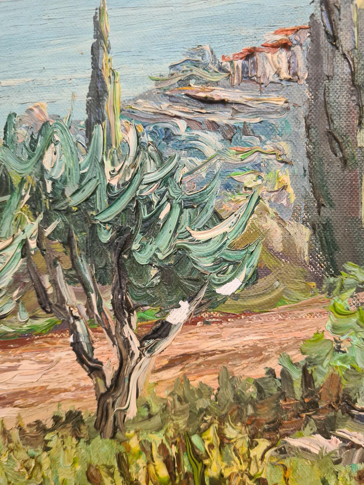 The Cottage At The Mediterranean: Late 20th Century French Oil Painting By Vincent Rallo photo buy