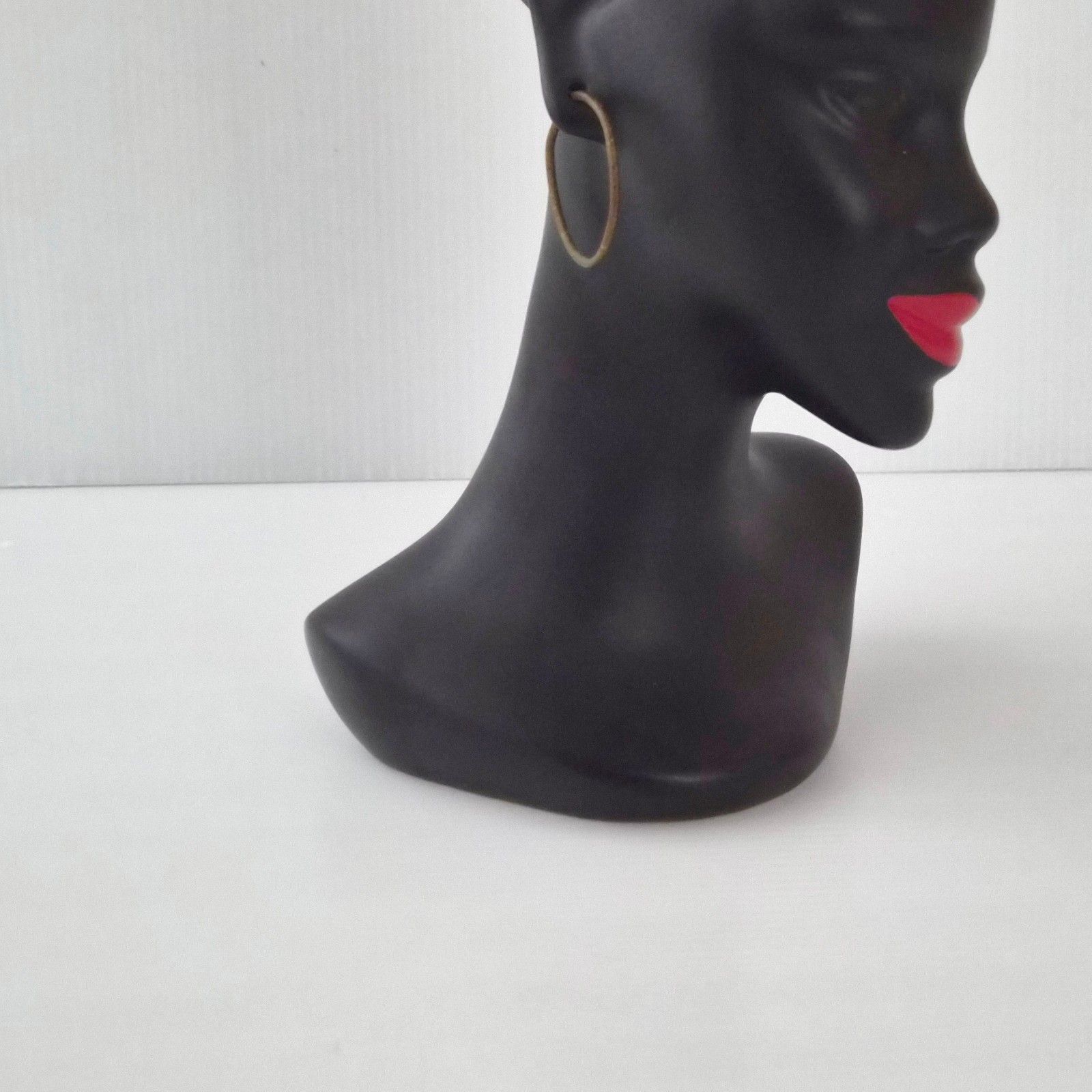Vintage 1950 African Black Irises & Yellow Ceramic Vase 50s Rockabilly photo 204.0