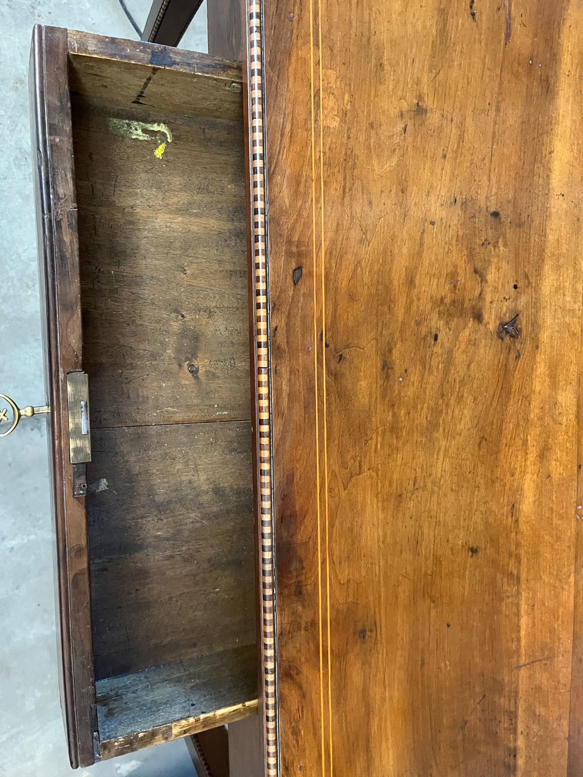 3123.0 18th Century Italian Walnut Writing Desk / Side Table With Inlay photo
