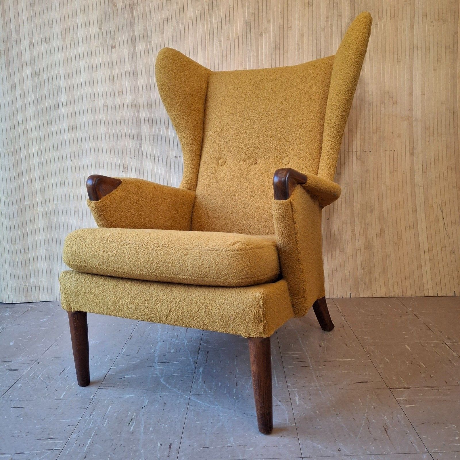 Fab Vintage Parker Knoll Pk757 Papa Bear Chair Armchair Ochre Mustard Boucle photo for sale