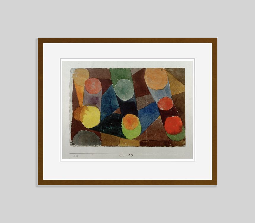 Paul Klee 'Colour Circles Connected By Colour Bands' Archival Pigment Print Framed In Brown