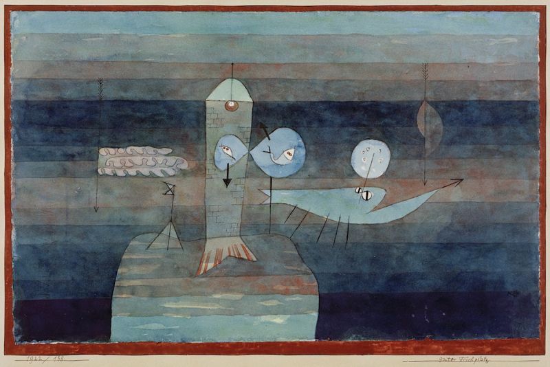 Paul Klee 'Good Fishing Spot' Archival Pigment Print Framed In Brown photo furniture