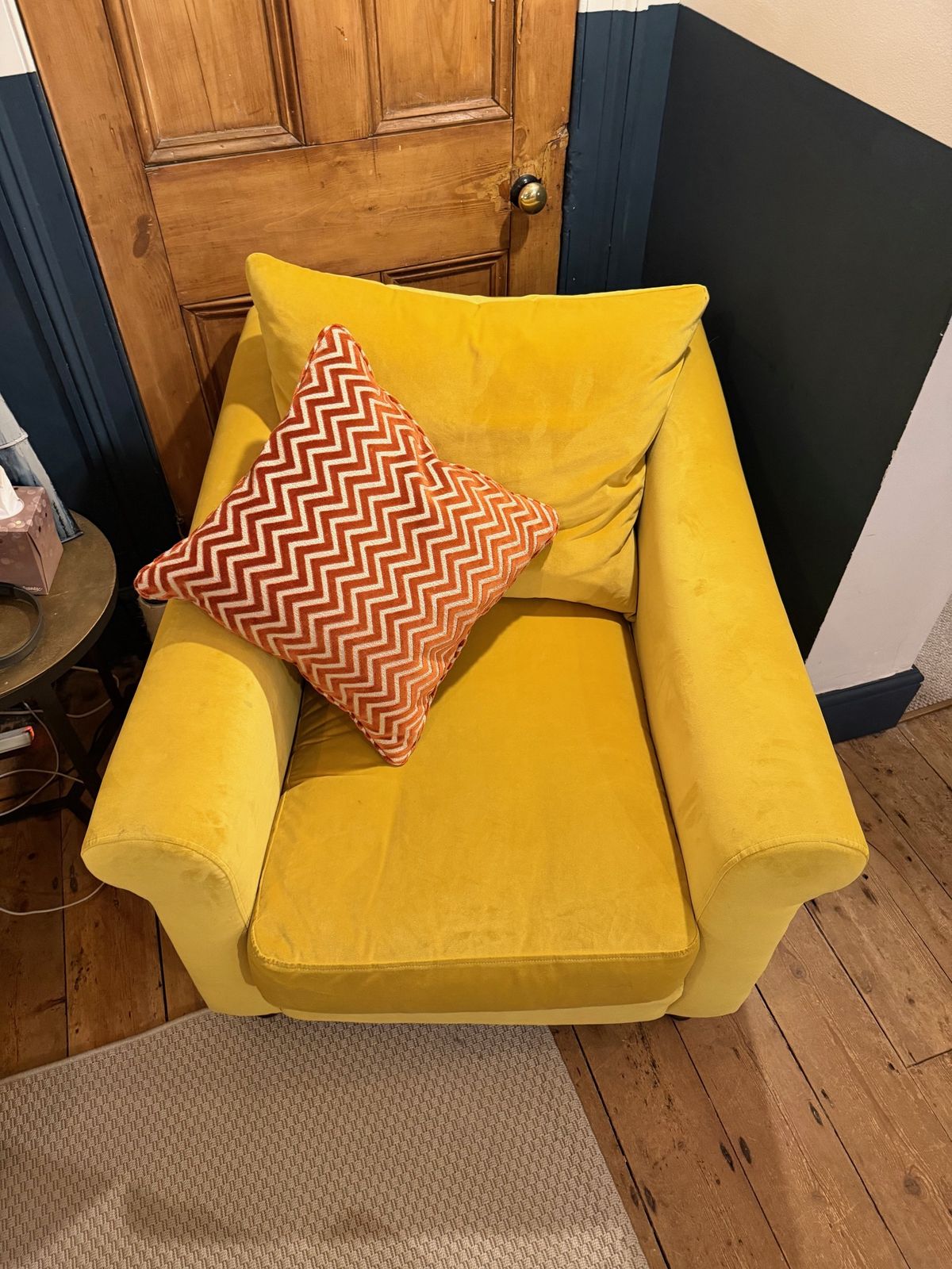 Heal's Devon 3str Sofa & Arm Chair   Smart Velvet Luxe Canary Yellow photo Furniture