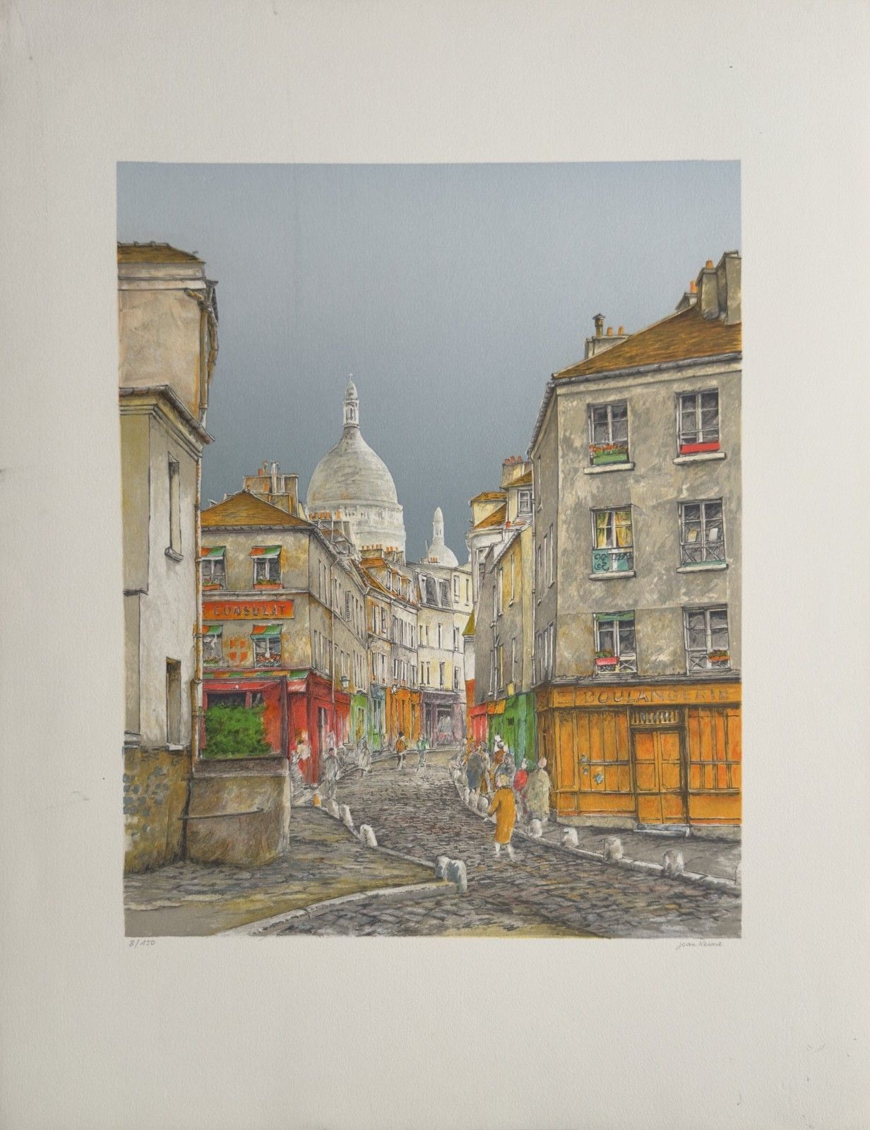 Jean Keime Signed Numb Lithograph Paris Montmartre Naive Art French Art