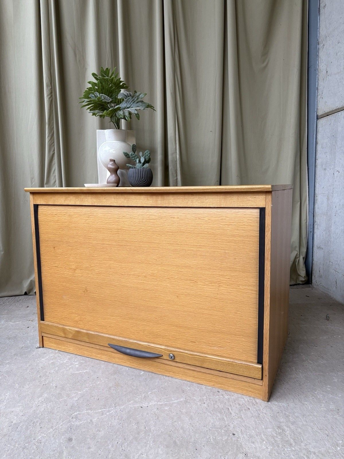 Vtg Late Mid Century Modernist Media Cabinet Unit Sideboard Lp Storage R990