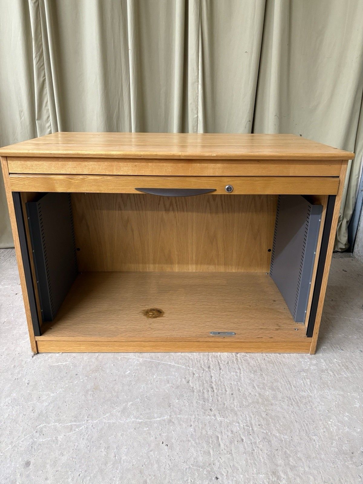 Vtg Late Mid Century Modernist Media Cabinet Unit Sideboard Lp Storage R990 photo vintage