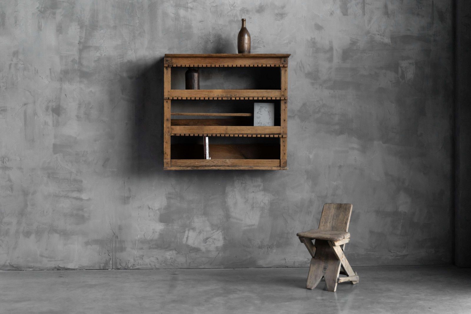Rustic Art Populaire Wall Mounted Shelf, France, 19th Century photo furniture