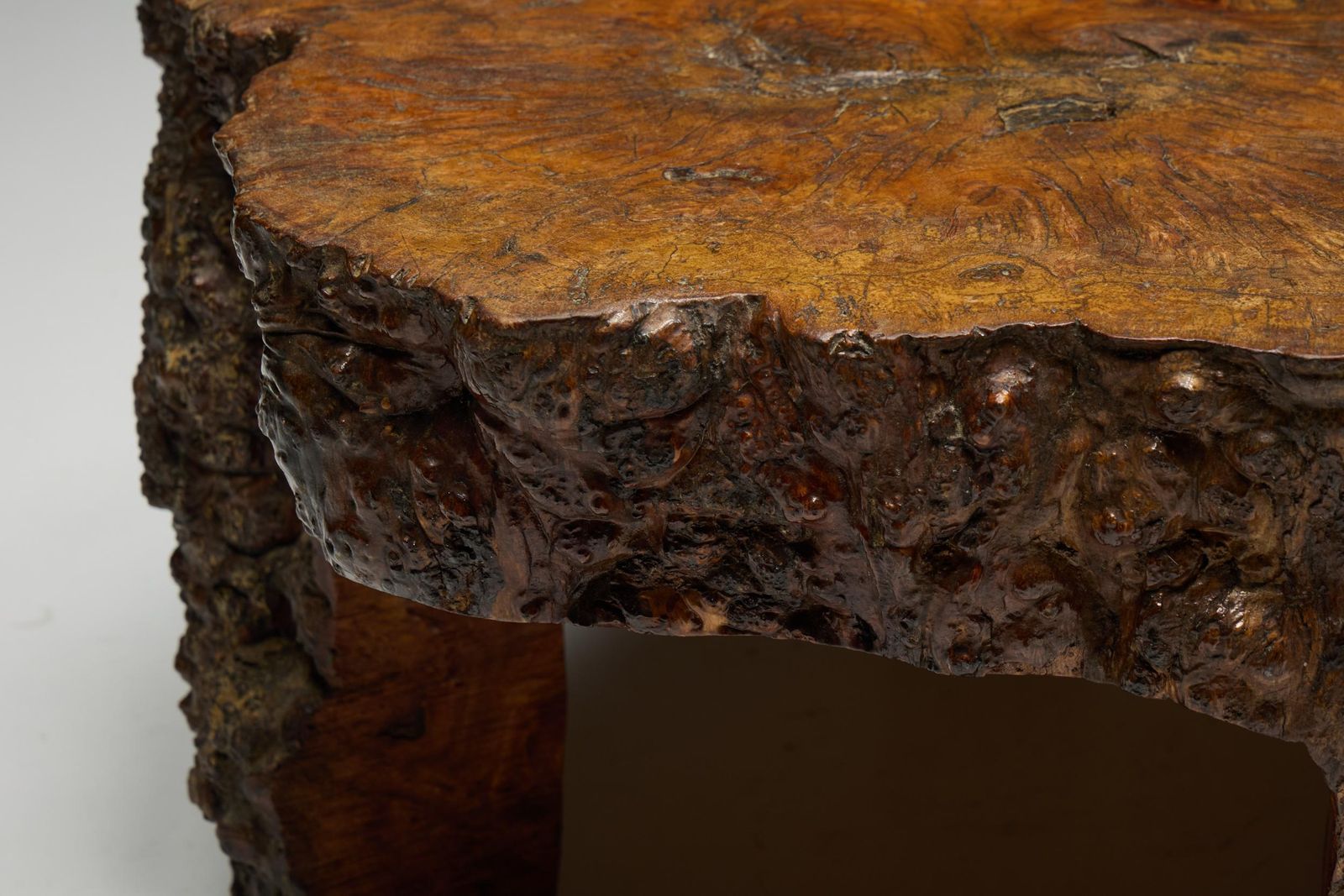 Furniture Organic Burl Wood Coffee Table, France, 1950s photo