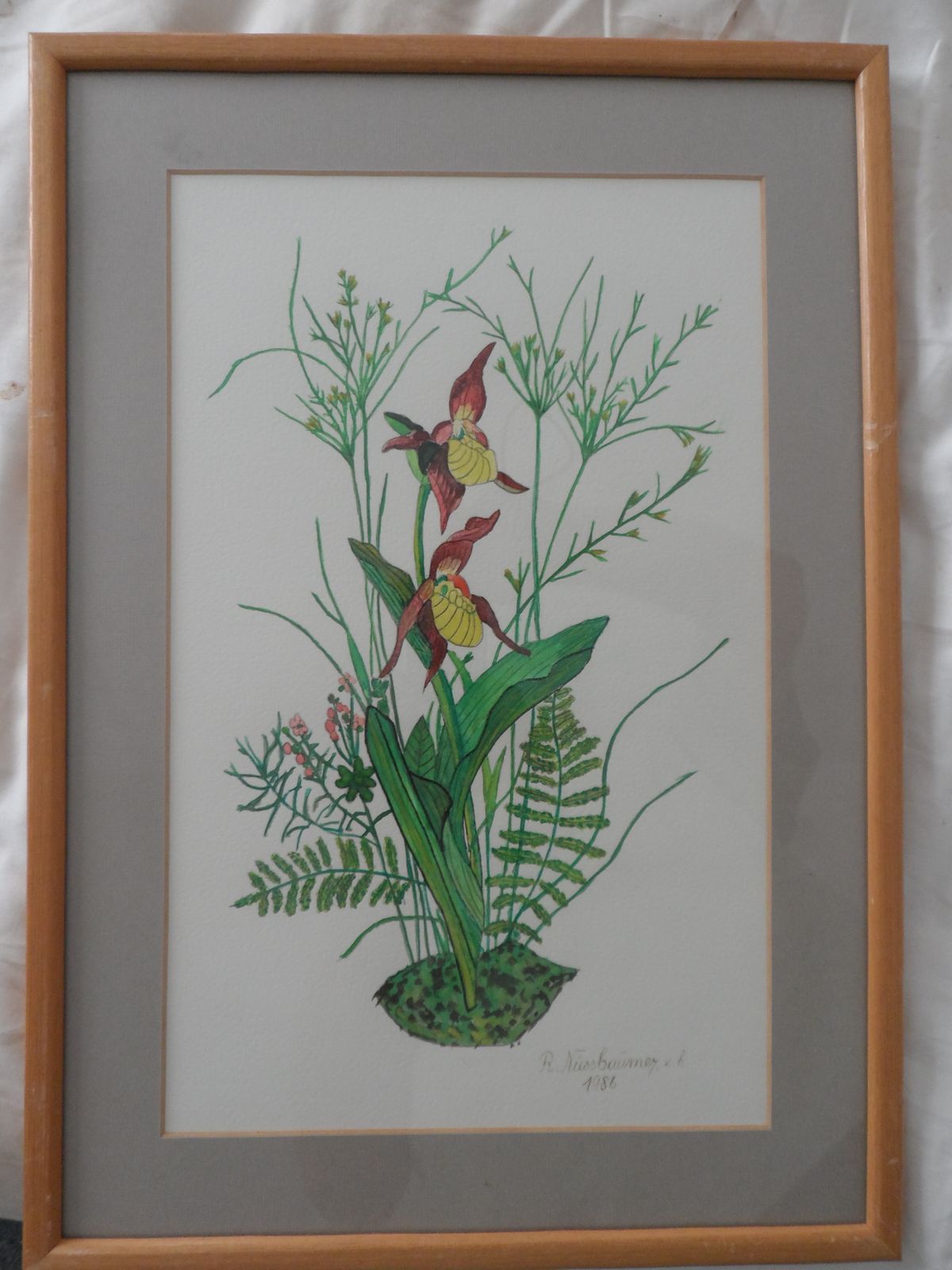 3x Vintage 1980s Signed And Framed Watercolours Of Wild Flowers By R Nussbaumer photo furniture